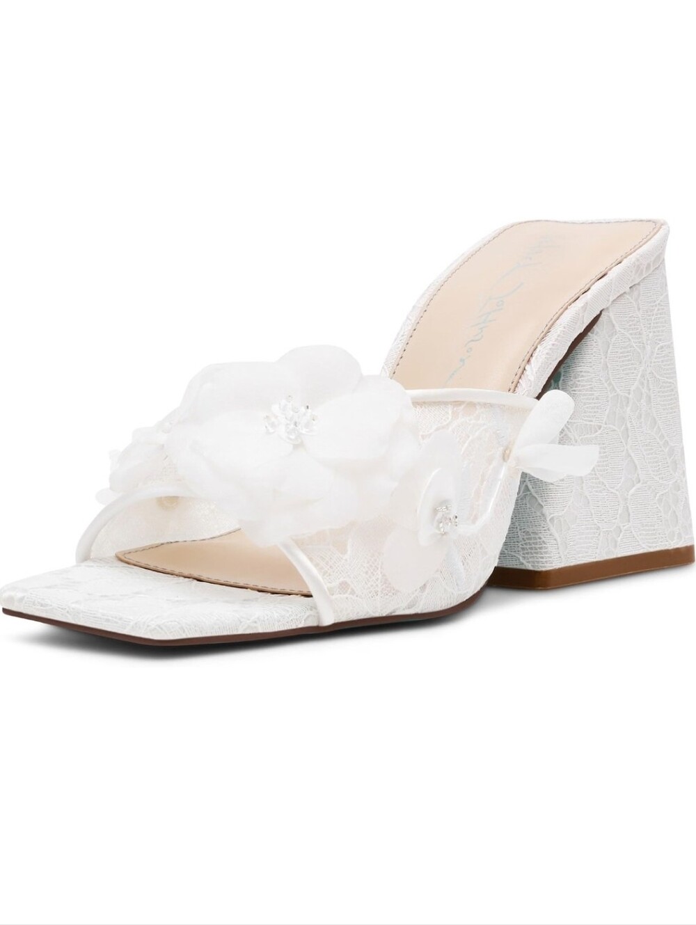 Betsey Johnson Heath Ivory Lace Floral Mule Heels Size 9 NIB